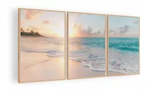 Cuadro Mural Triptico Paisaje Playa 90x42 Mdf