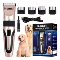 Kit Máquina De Tosa S/ Fio Cães E Gatos Tosador Pet Km-1053