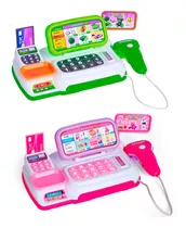 Mini Caixa Registradora Infantil Rosa Scanner Com Som Luzes