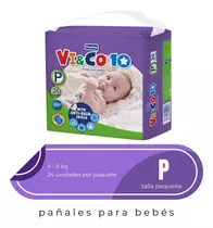 Pañales Para Bebe Vi&co 10 - Talla P - Bulto 6 Paq 