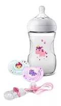 Set Mamadera Philips Avent, Dos Chupetes Y Porta Chupete