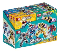  Kit C/4 Bonecos Blocos De Montar Vingadores Marvel 831 Pçs