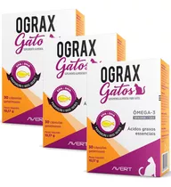 3 Ograx Gatos C/30 Cápsulas Avert Omega 3 Epa + Dha Promoção