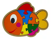 Brinquedo Educativo Madeira Quebra-cabeça Infantil Peixe