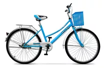 Bicicleta Paseo Femenina Expert Bikes Miami R26 Color Celeste/blanco Con Pie De Apoyo