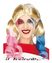 Peluca Harley Quinn Con Peinado Color Rubio Con Mechas Color