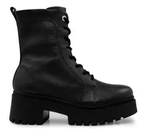 Bota Casual Usaflex Alta De Cuero Chunky