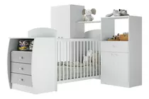 Quarto Infantil Com Berço-cômoda Laura Multimóveis Bco/cinza