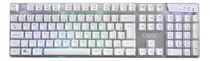 Teclado Gamer Oex Prismatic Tc205 Qwerty Português Brasil Cor Branco Com Luz 6 Cores