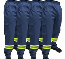 Kit 4-calça De Uniforme Brim Pesado - Com Faixa Refletiva