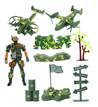 Kit Brinquedos Militares Acessórios 12 Pçs Exército Militar