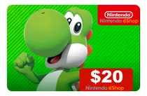 Cartão Nintendo Eshop Switch Card Usa $20 Dólares Americano