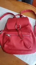 Mochila De Cuero Rojo, Clásica