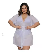 Saída De Praia Vestido Curto Canga Manga Kimono Plus Size