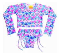 Biquíni Cropped Infantil Proteção Solar Uv Menina Praia 