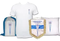 Pack Polera De U. Católica +cojín, Morral Y Banderín