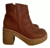 Botas De Cuero Mishka Mujer Con Plataforma, Caña Baja.