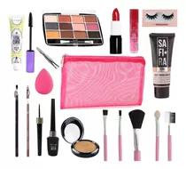 Kit De Maquiagem Completo Com Necessaire - 18 Itens