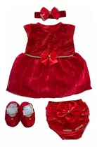 Kit Vestido + 3 Peças Roupa Bebe Recém Nascido Completo