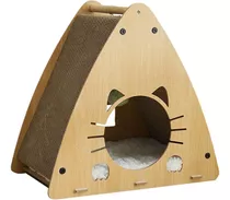 Casa Cama Cucha De Madera Triangular Para Gatos Con Rascador