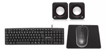 Kit Pc Escritorio Teclado Mouse Caixinha Som + Mousepad