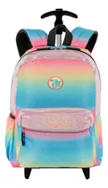 Mochila Juvenil Escolar Feminina Impermeável Rodinha Tie Dye