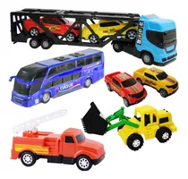 Kit Caminhão Carreta Cegonha Ônibus Bombeiro Trator Infantil