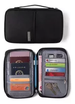 Carteira Case Porta Passaporte Bolsa Cartão Id Viajem Cor Preto