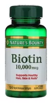 Nature's Bounty Biotina, 10000 Mcg, Suplemento Que Ayuda A Mantener El Cabello, La Piel Y Las Uñas Saludables, Y El Metabolismo Energético, Cápsulas Blandas De Liberación Rápida,