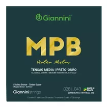 Encordoamento Giannini Mpb Violão Nylon Preto Ouro C/bolinha