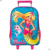 Mochila Infantil Barbie Sereia Com Rodinha Luxcel Juvenil