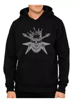 Polerón Rock Hoodie Calabera Vikingo Metal Rockero  Hardrock Guitarra Sueter Con Gorro Tipo Canguro Musica 