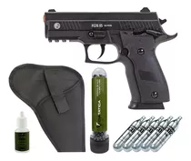 Pistola Co2 P226 Blowback Slide Metal + Coldre + Kit Munição