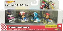 Hot Wheels Mario Kart 4 Pack Blue Yoshi Diddy Kong Toad Walu