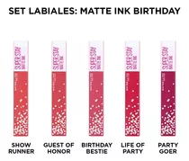 Set De Maquillaje Maybelline: Labiales Birthday X5
