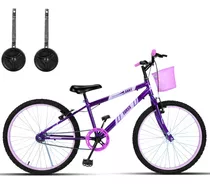 Bicicleta  De Passeio Infantil Forss Anny Aro 24 Freios V-brake Cor Violeta Com Rodas De Treinamento E Descanso Lateral