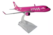 Miniatura De Avião A320 Viva Airways Rosa Em Metal 16cm