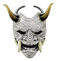 Máscara De Diablo Hannya Demon Oni Samurai Noh Kabuki Prajna Color Gris