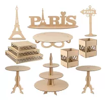 Kit Provençal Festa Mesa Infantil Mdf Paris Decoração 