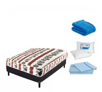 Colchónes + Base Somier 2 Plz + Almohadas+ Juego De Sabanas