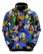 Blusa De Moletom Sublimado Adulto Mickey E Amigos Desenho