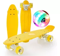 Tabla Patineta Skate Long Board Luz Led 56cm Amarilla Penny