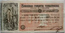 Billete Raro Fomento Territorial Un Peso Año 1868 Vea Fotos.