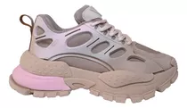 Zapatillas Mujer Con Plataforma Sneakers Eco Cuero Moda