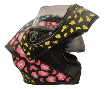 Casco Para Moto R7 Racing Unscarred  Amarillo Y Rosa Y Verde Mate  Animal Print Talla M 