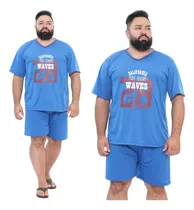 Pijama Masculino De Verão Plus Size Short E Blusa Meia Manga