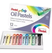 Giz Oil Pastels Estojo Com 12 Cores Pentel Arts