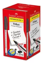 Caneta Esferográfica Preta Trilux 1.0mm Faber-castell Cx 50u