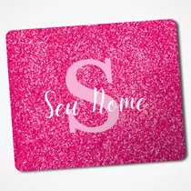 Mouse Pad Nome Personalizado Efeito Glitter Rosa Pink