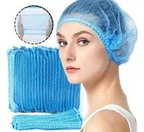 Gorro Plisado Desechable Cofia Tendón Doble Azul 100 Pzas